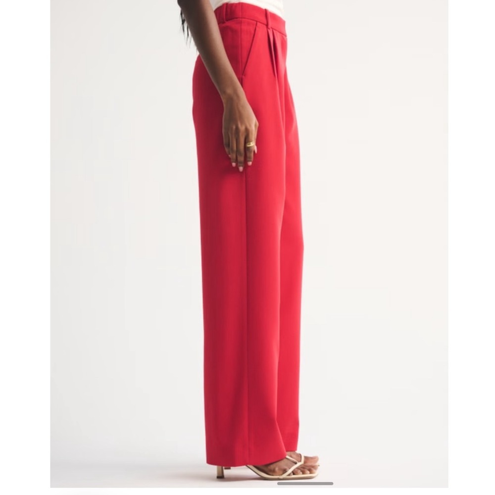 Abercrombie Sloane Tailored Wide Leg Pant in Red Size 33 - Picture 5 of 10